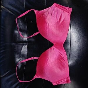 36B VS PINK hot pink V neck Push Up Bra